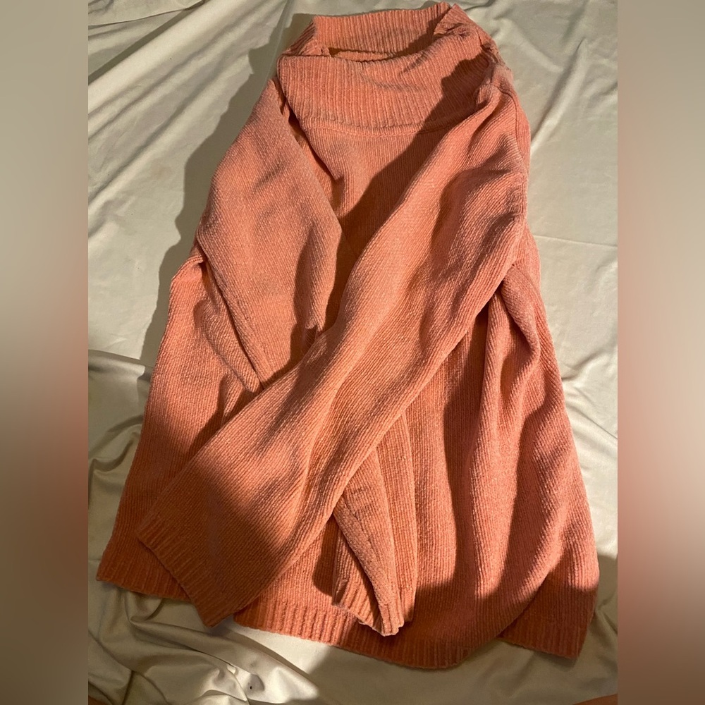 Pink Knitted Turtleneck Sweater Pullover Top Mountain Lake Extra Large